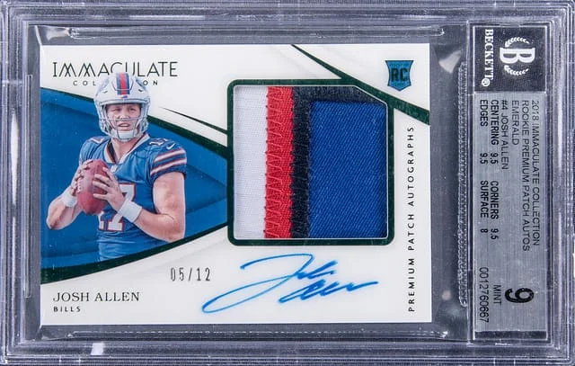 2018 Panini Immaculate Collection Josh Allen Premium Patch Autographs Emerald #4 card image