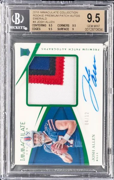 2018 Panini Immaculate Collection Josh Allen Premium Patch Autographs Emerald #PRJA card image