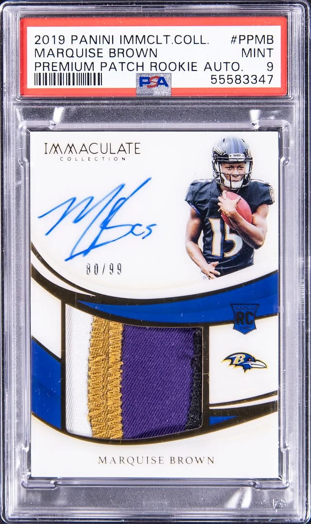 2018 Panini Immaculate Collection Marquise Brown Premium Patch Autograph #PP-MB card image
