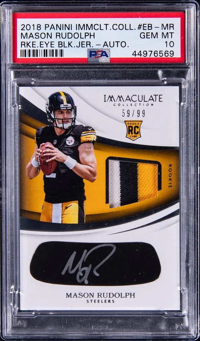 2018 Panini Immaculate Collection Mason Rudolph Eye Black Jersey Autograph #EB-MR card image