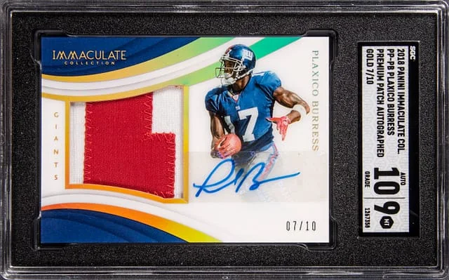 2018 Panini Immaculate Collection Plaxico Burress Premium Patch Autographs Gold #PP-PB card image