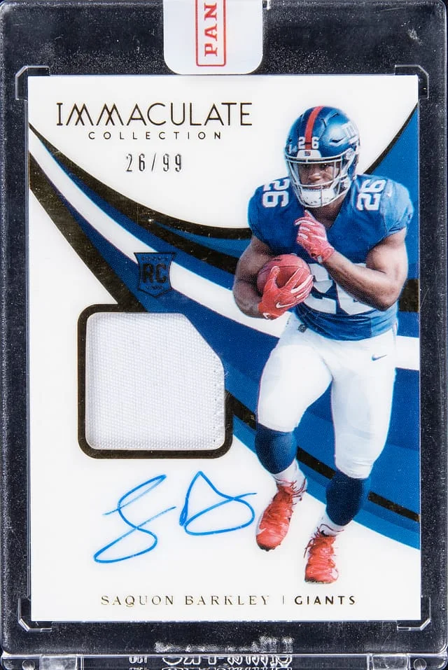 2018 Panini Immaculate Collection Saquon Barkley Patch Autograph #102 card image