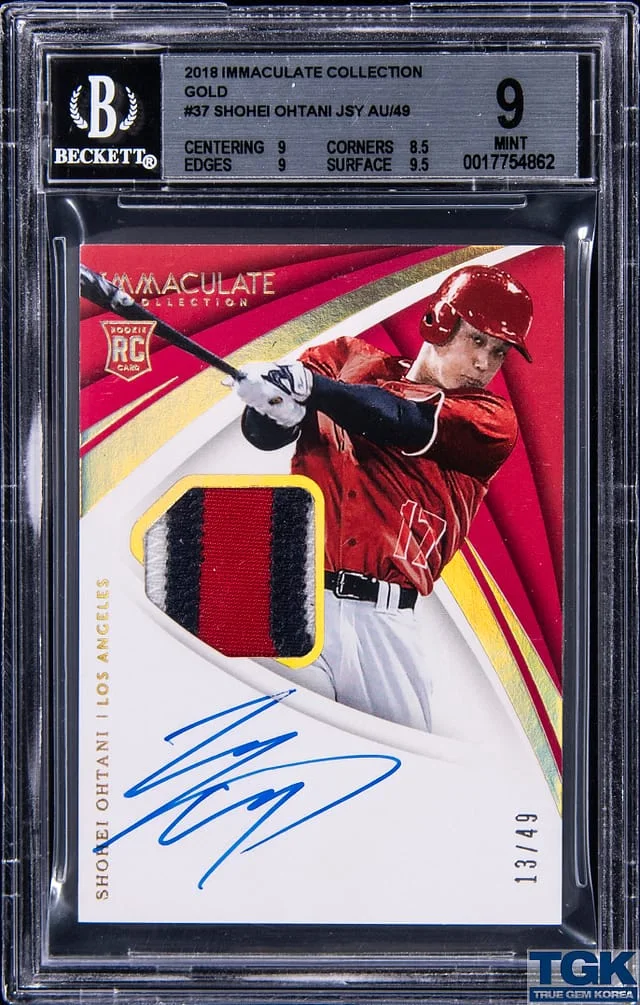 2018 Panini Immaculate Collection Shohei Ohtani Jersey Autographs Gold #37 card image