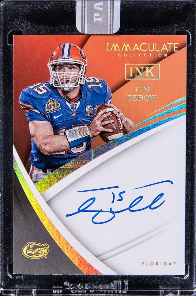 2018 Panini Immaculate Collection Tim Tebow Immaculate Ink White Box #14 card image
