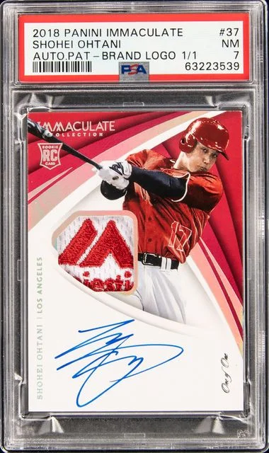 2018 Panini Immaculate Shohei Ohtani Patch Autographs (RPA) Brand Logo #37 card image