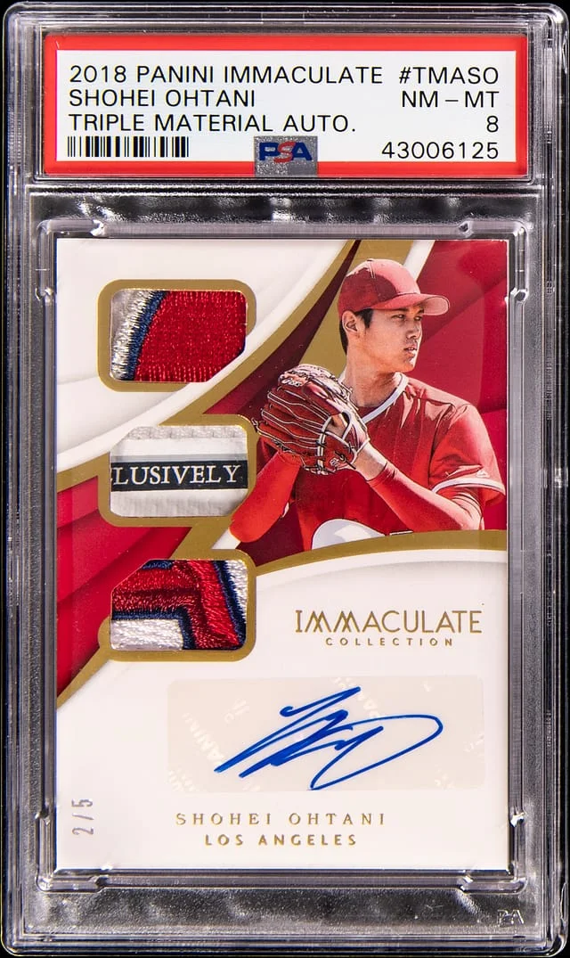 2018 Panini Immaculate Shohei Ohtani Triple Material Autograph #TMA-SO card image