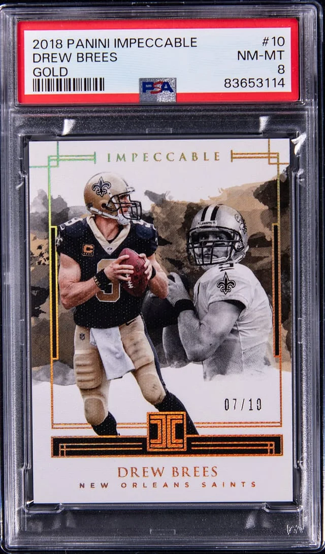 2018 Panini Impeccable Drew Brees Gold #10 card image
