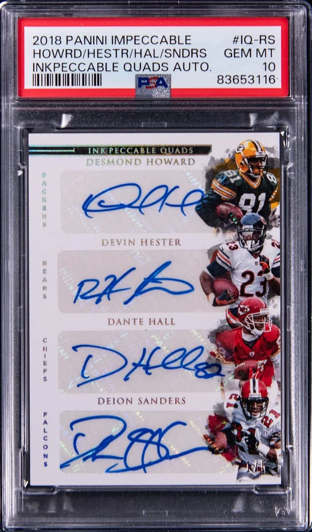 2018 Panini Impeccable Howard/Hester/Hall/Sanders Multi-Signed Inkpeccable Quads Autographs #IQ-RS card image