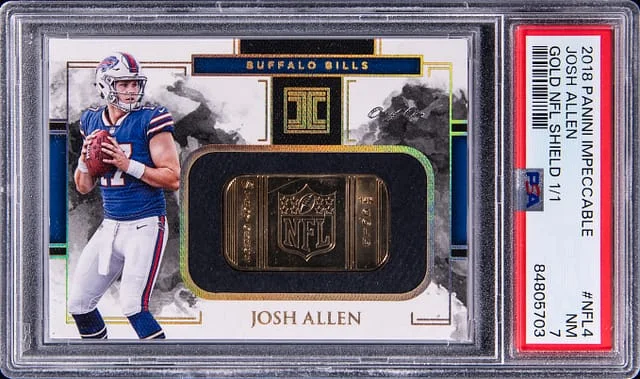 2018 Panini Impeccable Josh Allen Gold NFL Shield #NFL-4 card image