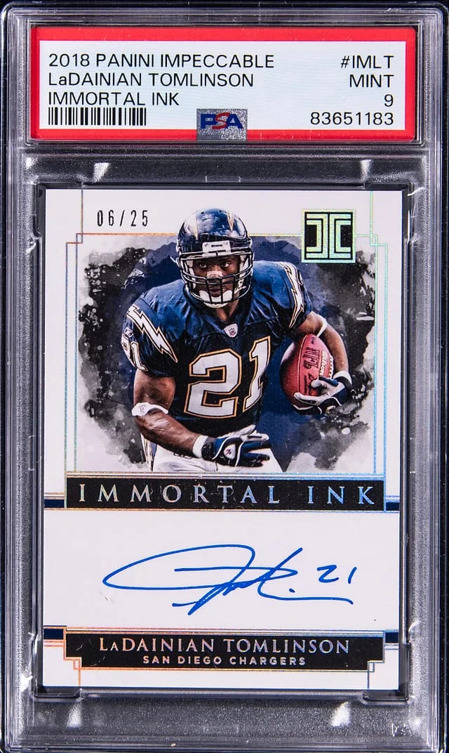 2018 Panini Impeccable LaDainian Tomlinson Immortal Ink #IMLT card image