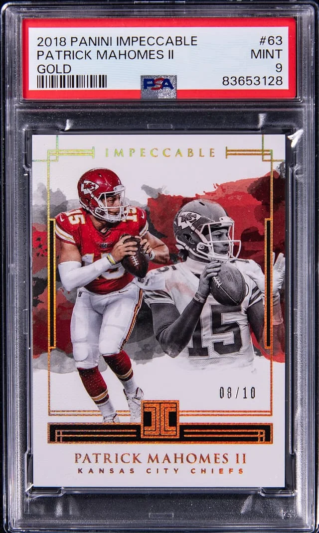 2018 Panini Impeccable Patrick Mahomes II Gold #63 card image