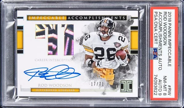 2018 Panini Impeccable Rod Woodson Accomplishments Autograph #IAA-RW card image