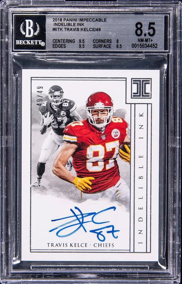 2018 Panini Impeccable Travis Kelce Indelible Ink #II-TK card image