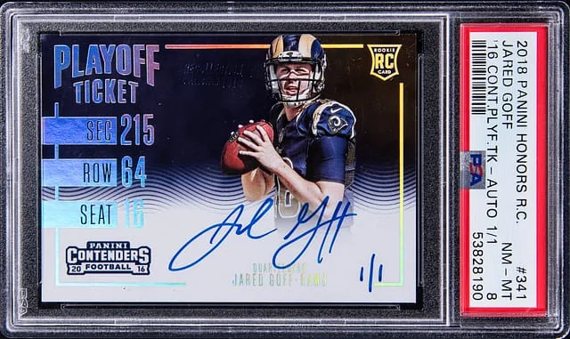 2018 Panini Jared Goff Honors Recollection Collection '16 Contenders Playoff Ticket Autograph #341 card image