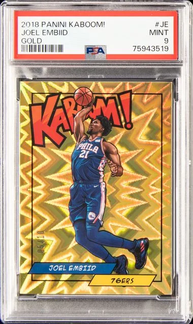 2018 Panini Joel Embiid Kaboom! Gold #K-JE card image
