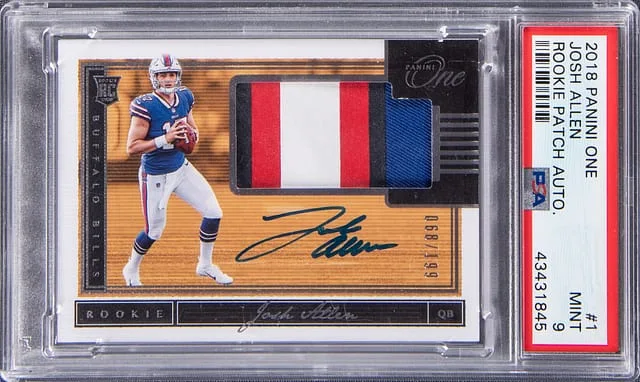2018 Panini Josh Allen One Patch Autograph (RPA) Gold #1 card image