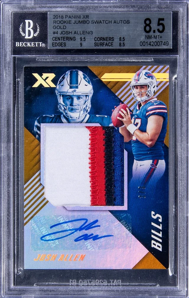 2018 Panini Josh Allen Jumbo Swatch Autographs XR #RJA4 card image