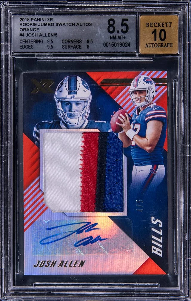 2018 Panini Josh Allen XR Jumbo Swatch Autographs Orange #RJA4 card image