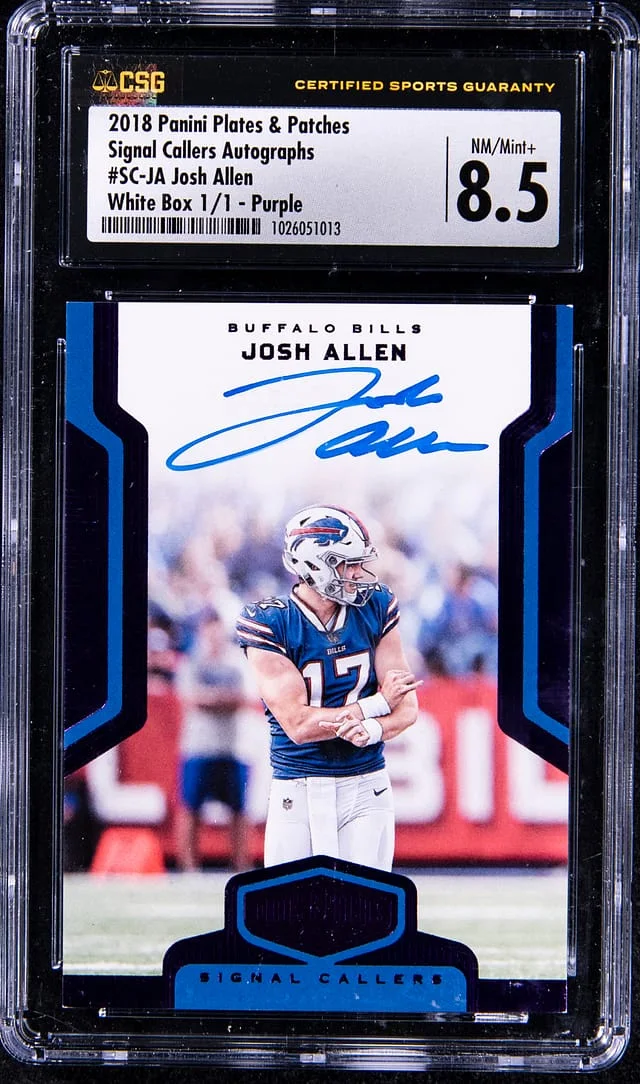 2018 Panini Josh Allen Plates & Patches Signal Callers Autographs White Box #SC-JA card image