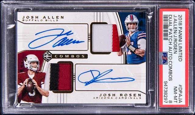 2018 Panini Josh Allen/Josh Rosen Limited Dual Patch Autograph Combos #DPAJA card image