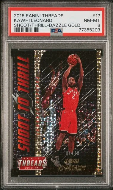 2018 Panini Kawhi Leonard Threads Shoot To Thrill Dazzle Gold #17 card image
