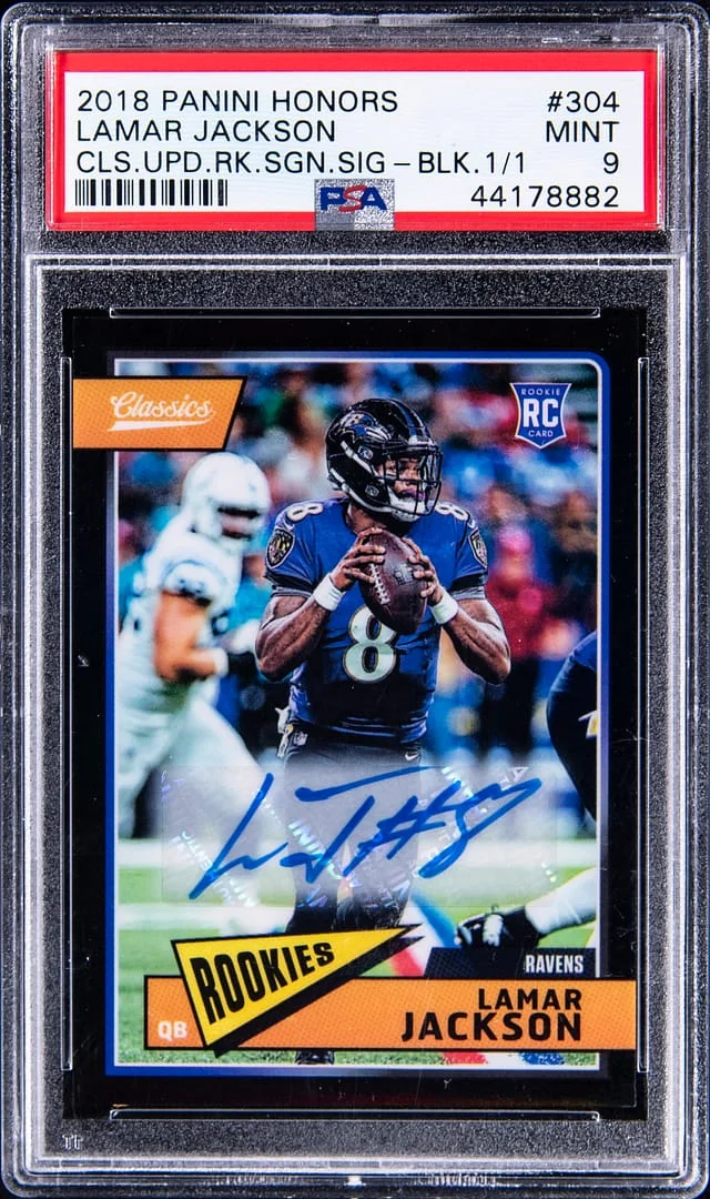 2018 Panini Lamar Jackson Classics Significant Signatures Red #304 card image