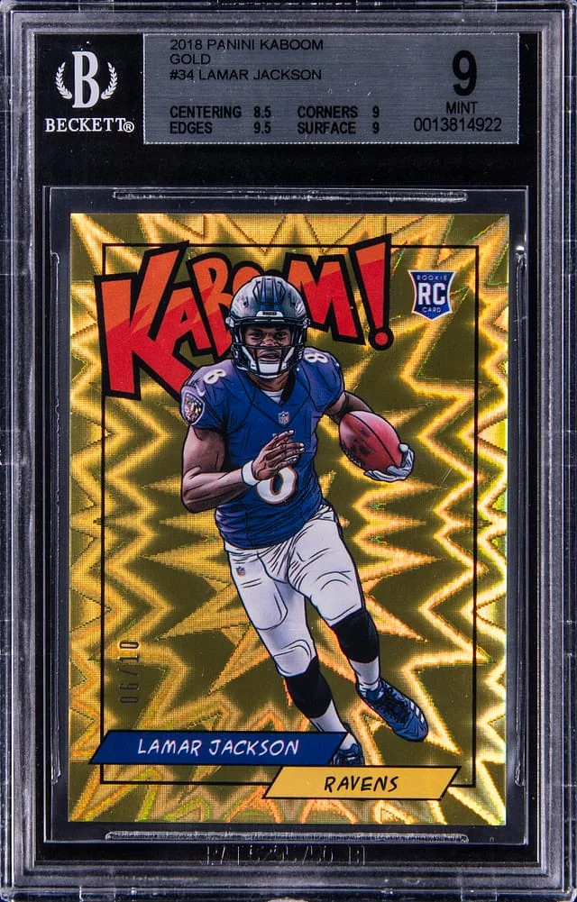 2018 Panini Lamar Jackson Kaboom! Gold #K-LJ card image
