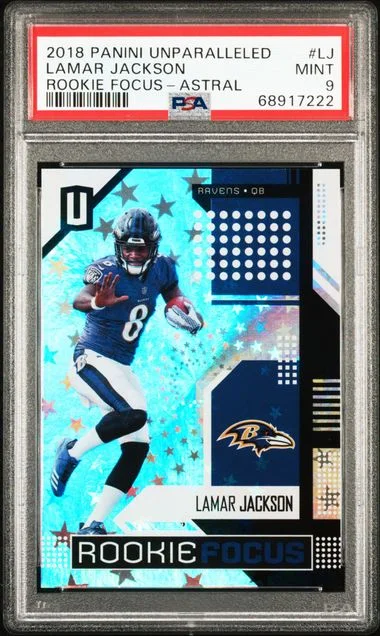 2018 Panini Lamar Jackson Unparalleled Focus Astral #RF-LJ card image