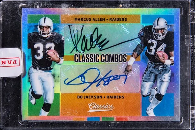 2018 Panini Marcus Allen/Bo Jackson Classics Combos Dual Autograph #3 card image
