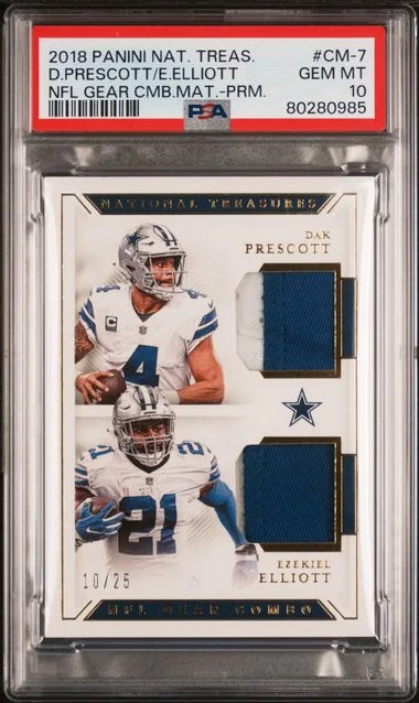 2018 Panini National Treasures Dak Prescott/Ezekiel Elliott NFL Gear Combo Materials Prime #Cm-7 card image