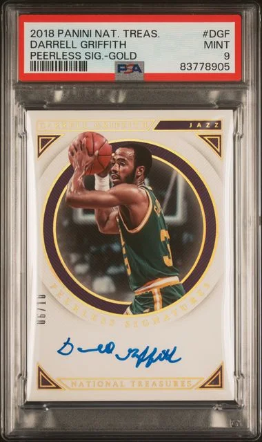 2018 Panini National Treasures Darrell Griffith Peerless Signatures Gold #DGF card image