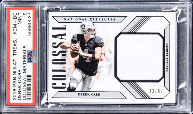 2018 Panini National Treasures Derek Carr Colossal Materials #CM-DC card image