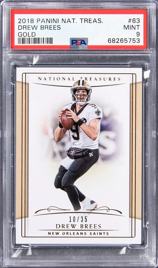2018 Panini National Treasures Drew Brees Gold #63 card image
