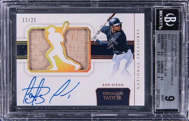 2018 Panini National Treasures Fernando Tatis Jr. Signature Jumbo Memorabilia Bat #SJ-FTJ card image