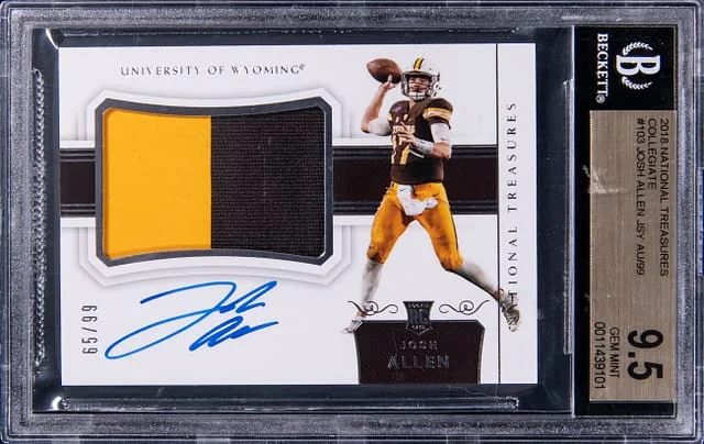 2018 Panini National Treasures Josh Allen Collegiate Patch Autograph (RPA) #103 card image