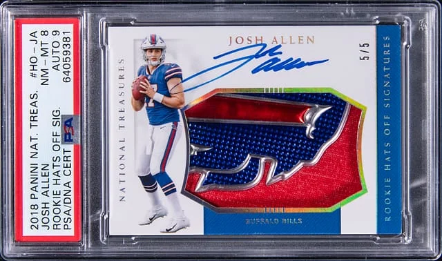 2018 Panini National Treasures Josh Allen Hats Off Signatures NFL Shield #HO-JA card image