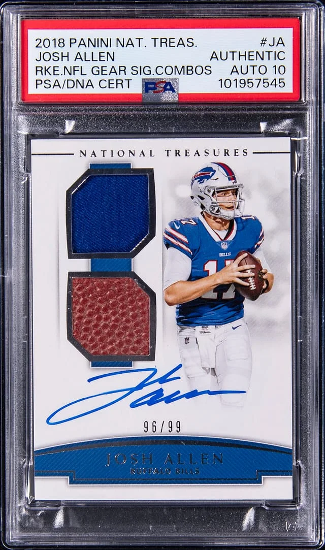 2018 Panini National Treasures Josh Allen NFL Gear Signature Combo #JA card image