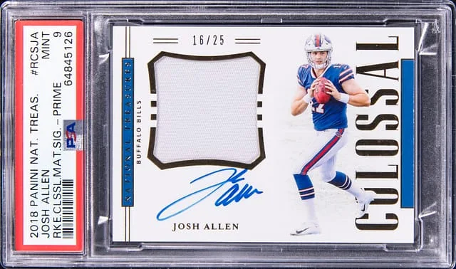 2018 Panini National Treasures Josh Allen Colossal Materials Signature Prime #RCS-JA card image