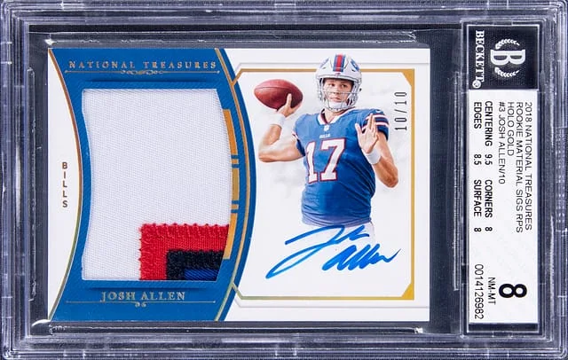 2018 Panini National Treasures Josh Allen Material Signatures Gold #RMS-JA card image