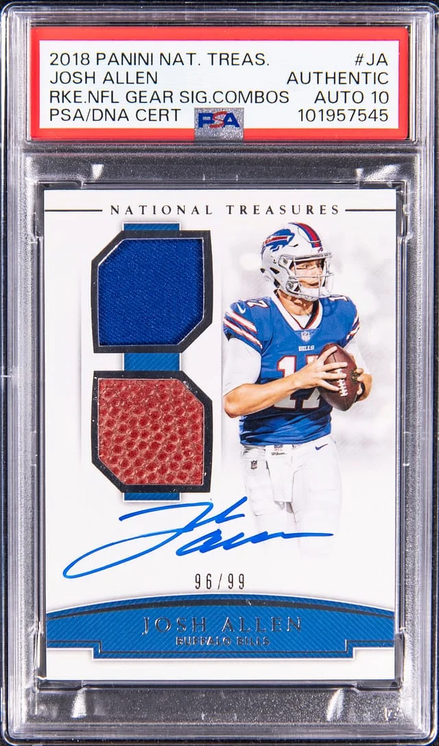 2018 Panini National Treasures Josh Allen NFL Gear Signature Combos Prime #RSC-JA card image