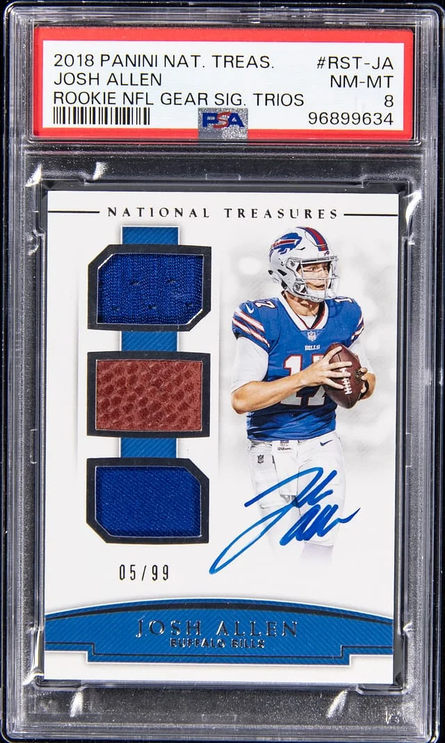 2018 Panini National Treasures Josh Allen NFL Gear Signature Trios #RST-JA card image