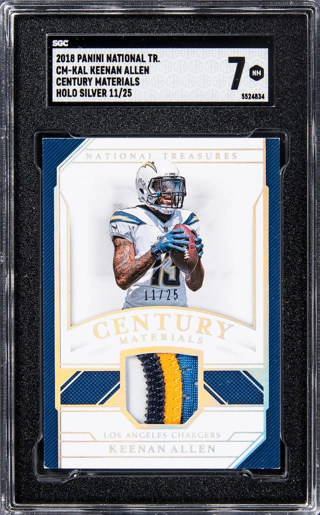 2018 Panini National Treasures Keenan Allen Century Materials Holo Silver #CM-KAL card image