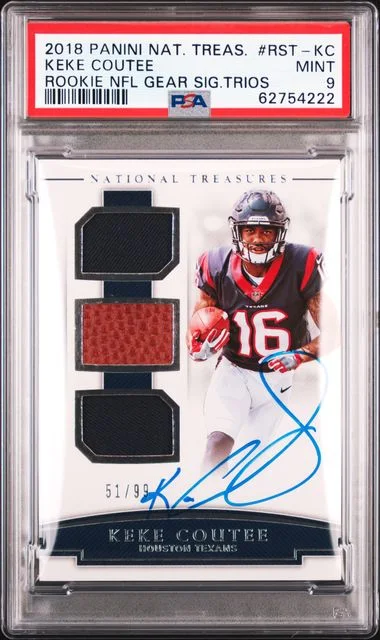 2018 Panini National Treasures Keke Coutee NFL Gear Signature Trios #RST-KC card image
