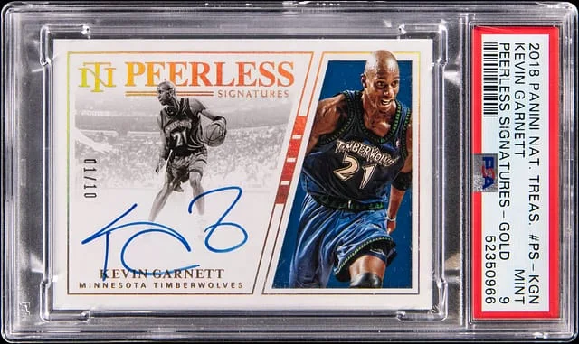 2018 Panini National Treasures Kevin Garnett Peerless Signatures Gold #PS-KGN card image