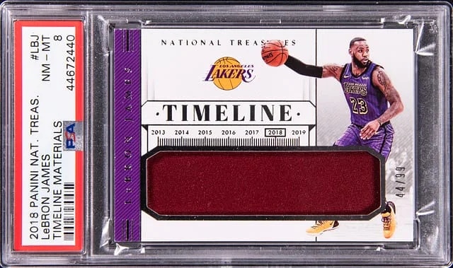 2018 Panini National Treasures LeBron James Timeline Materials #TM-LBJ card image