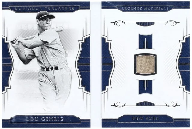 2018 Panini National Treasures Lou Gehrig Legends Materials #LMB-LG card image