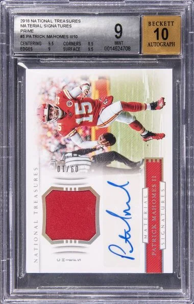 2018 Panini National Treasures Patrick Mahomes II Material Signatures #MS-PM card image