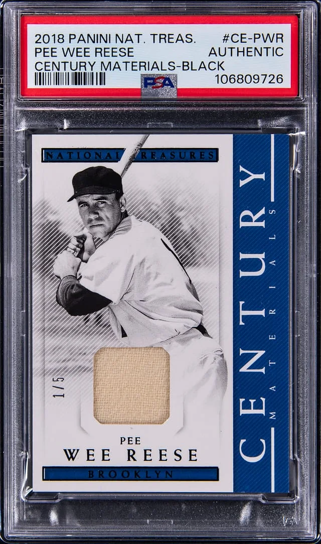 2018 Panini National Treasures Pee Wee Reese Game-Used Century Materials Black #CE-PWR card image