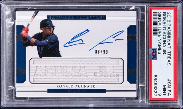 2018 Panini National Treasures Ronald Acuna Jr. Signature Names #SN-RA card image