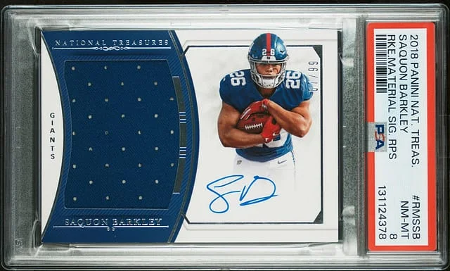 2018 Panini National Treasures Saquon Barkley Material Signature RPS #RMS-SB card image